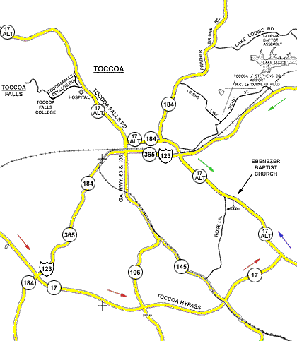 Map to Ebenezer Baptist Church